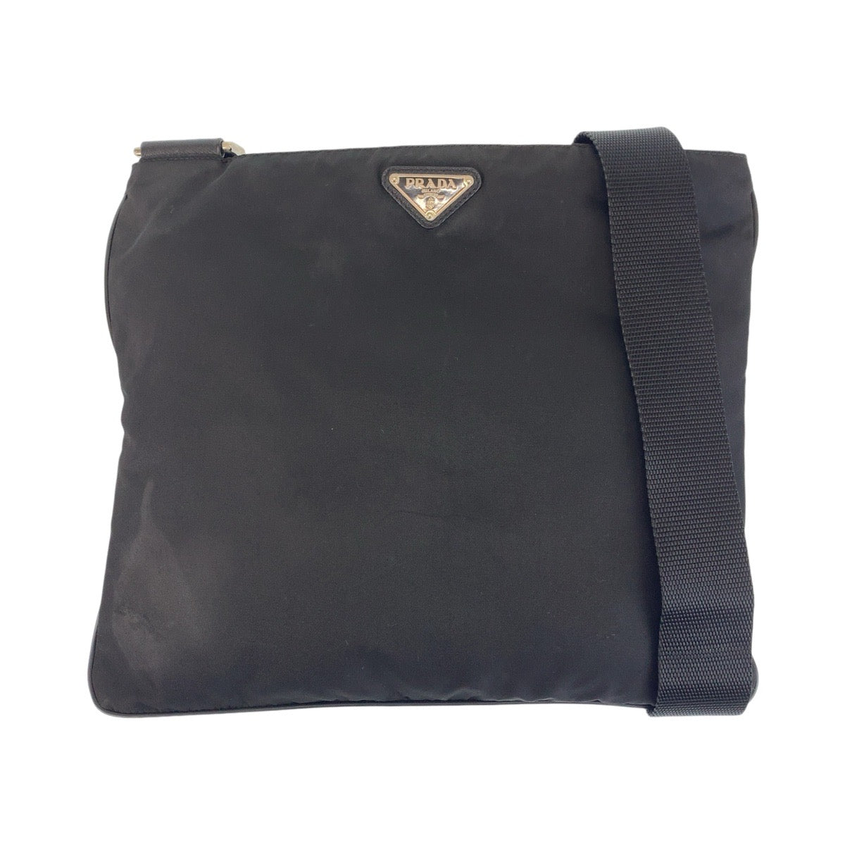 18736
PRADA プラダ テスート サフィアーノレザー 三角ロゴプレート 男女兼用 ブラック 黒 シルバー金具 ナイロン ショルダーバッグ メッセンジャーバッグ  メンズ ABP40