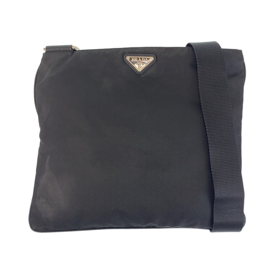 18736
PRADA プラダ テスート サフィアーノレザー 三角ロゴプレート 男女兼用 ブラック 黒 シルバー金具 ナイロン ショルダーバッグ メッセンジャーバッグ  メンズ ABP40