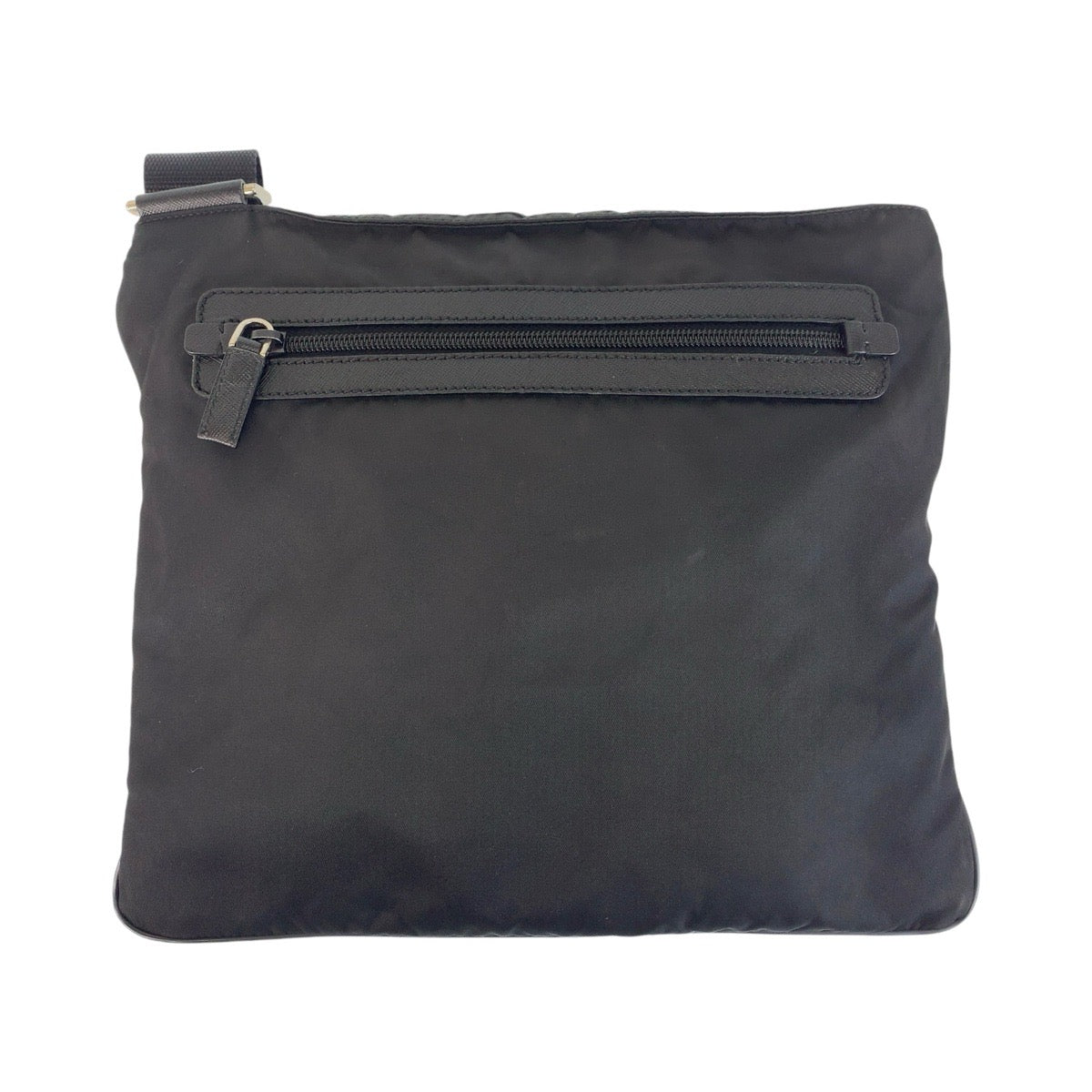 18736
PRADA プラダ テスート サフィアーノレザー 三角ロゴプレート 男女兼用 ブラック 黒 シルバー金具 ナイロン ショルダーバッグ メッセンジャーバッグ  メンズ ABP40