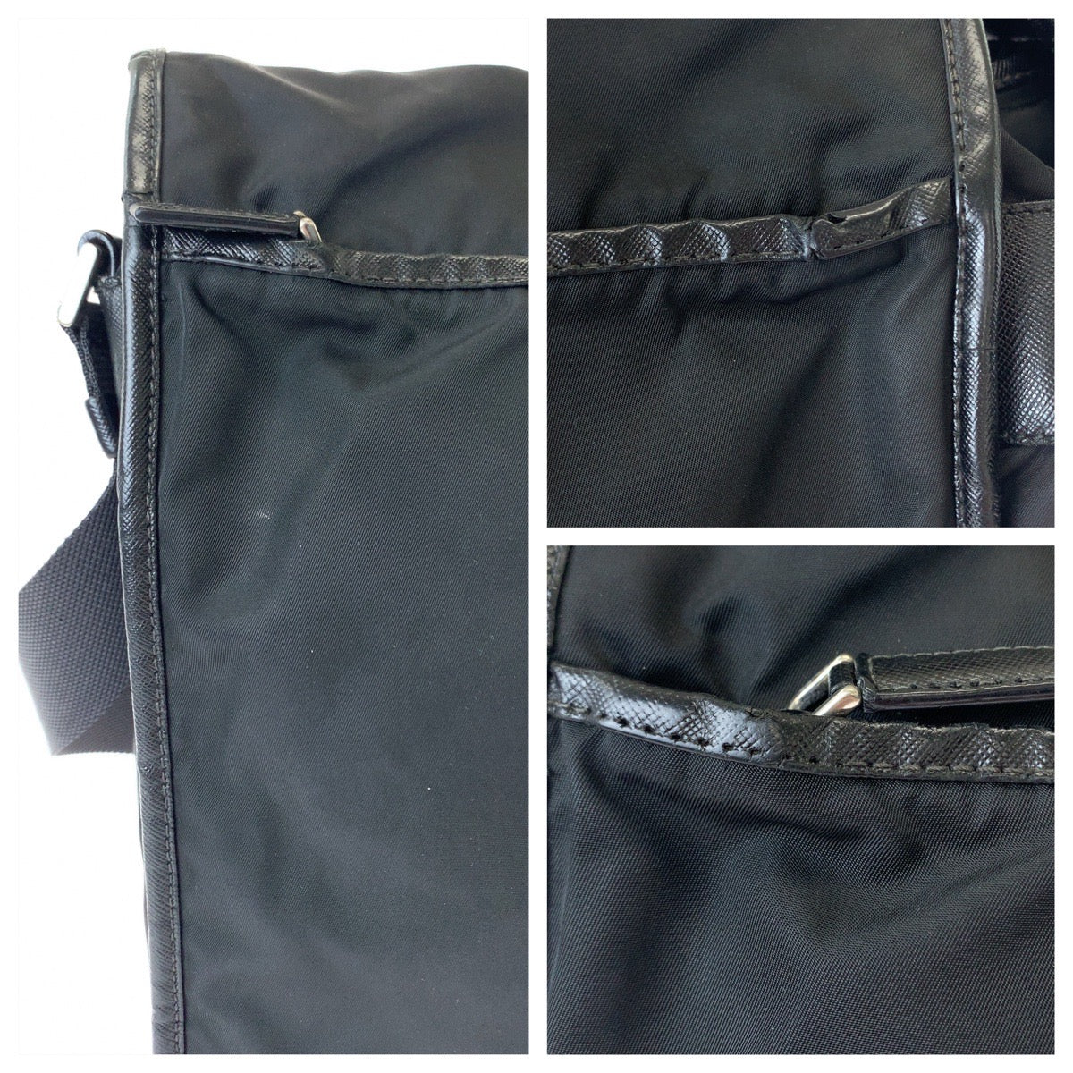 18742
PRADA プラダ テスート 三角ロゴプレート ブラック 黒 シルバー金具 ナイロン ショルダーバッグ メッセンジャーバッグ  メンズ AB41