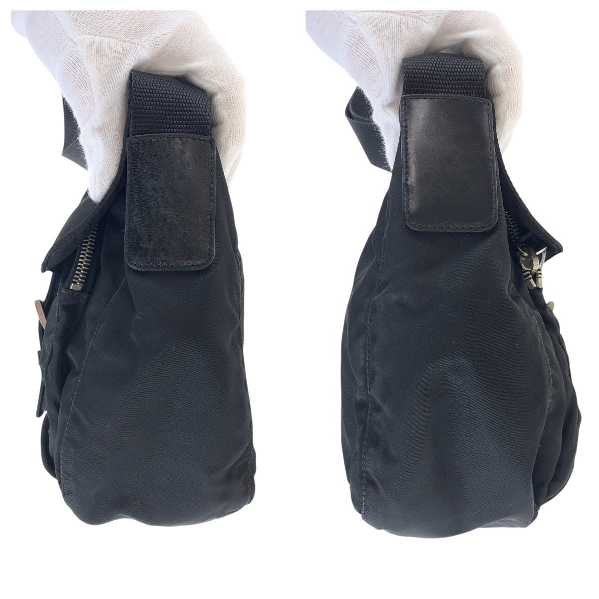18747
PRADA プラダ テスート 三角ロゴプレート ブラック 黒 シルバー金具 ナイロン / レザー ショルダーバッグ ポシェット レディース AB39