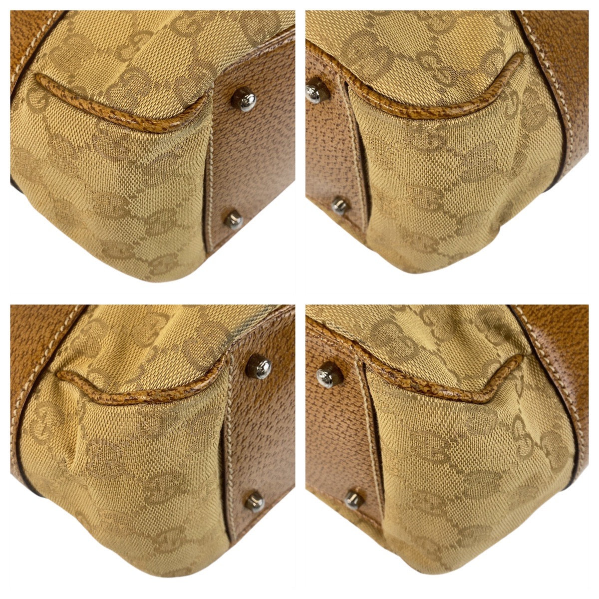 18748
GUCCI グッチ ベージュ ブラウン GGキャンバス / レザー 113011 トートバッグ ショルダーバッグ  レディース