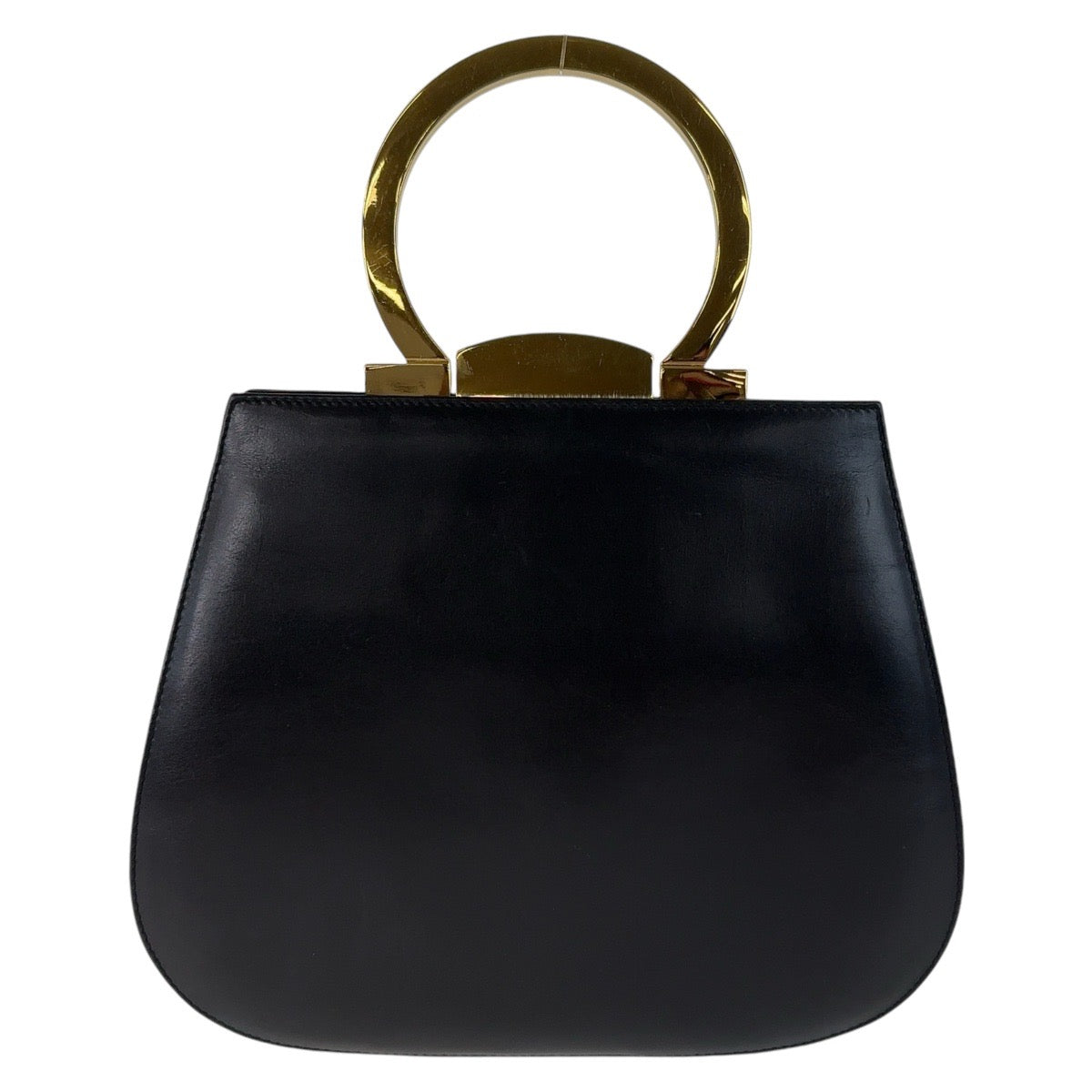 18749
Salvatore Ferragamo Vintage Gancini Black Gold Hardware Leather Handbag Vanity Bag Women's AB48