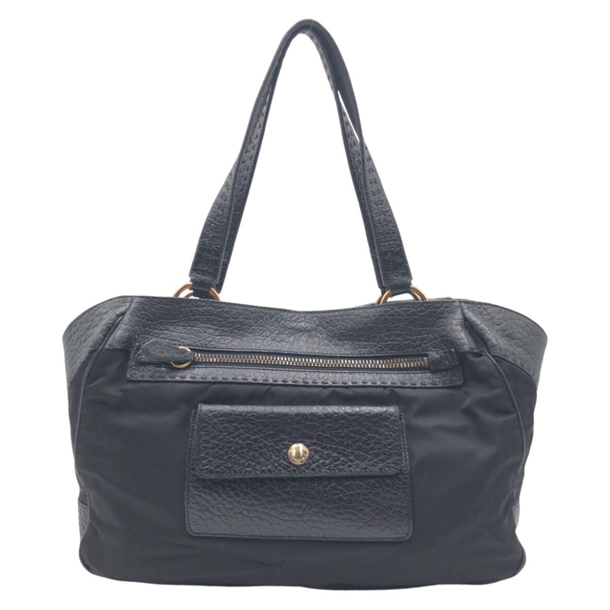 18751
PRADA プラダ ヴィッテロダイノ テスート 三角ロゴ ブラック 黒 ナイロン / レザー トートバッグ ショルダーバッグ レディース ABP46