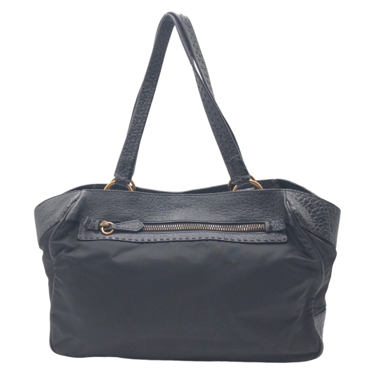 18751
PRADA プラダ ヴィッテロダイノ テスート 三角ロゴ ブラック 黒 ナイロン / レザー トートバッグ ショルダーバッグ レディース ABP46