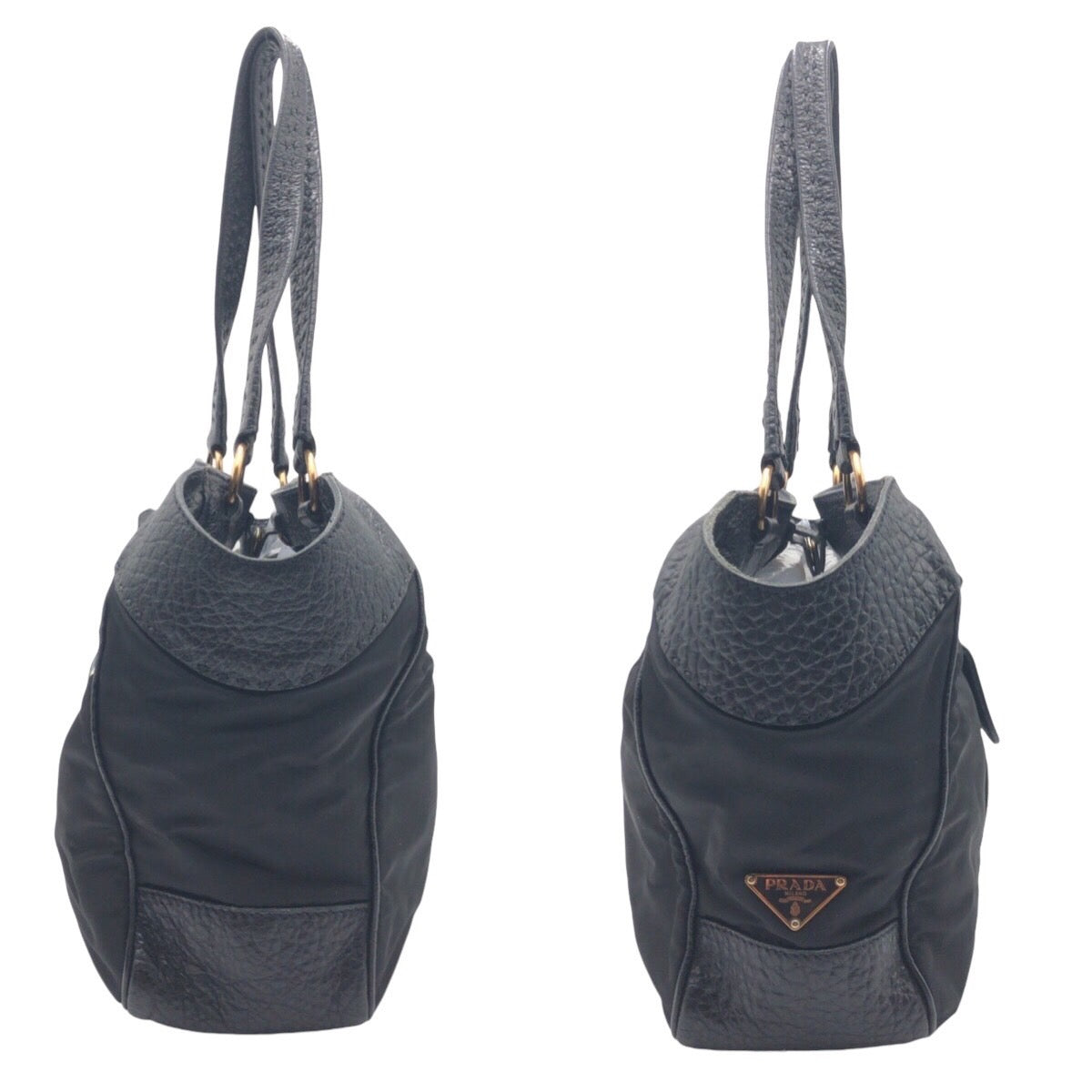 18751
PRADA プラダ ヴィッテロダイノ テスート 三角ロゴ ブラック 黒 ナイロン / レザー トートバッグ ショルダーバッグ レディース ABP46