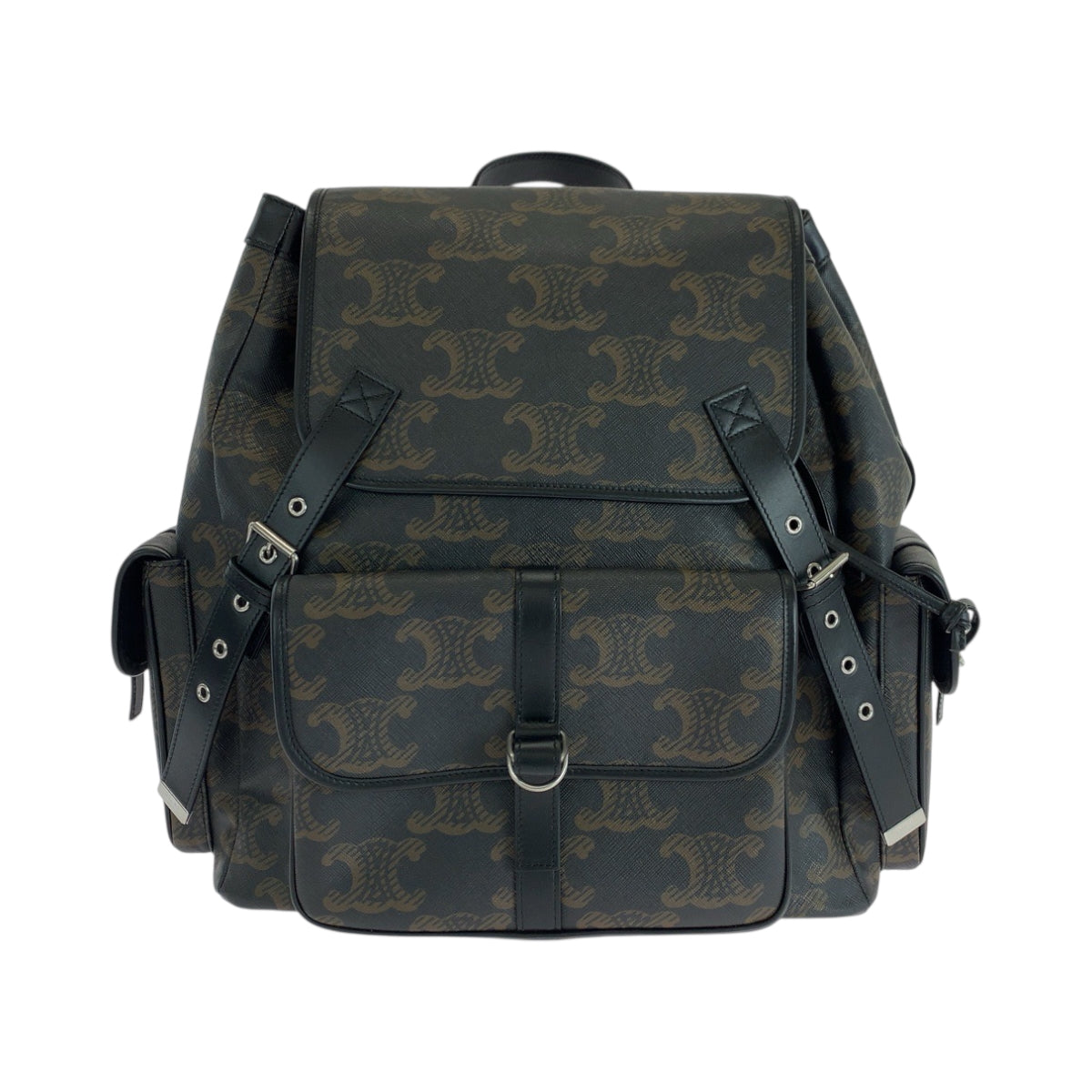 18755
CELINE セリーヌ トリオンフ ダークブラウン シルバー金具 PVC 111812EU3 38SI リュックサック バックパック  メンズ A280
