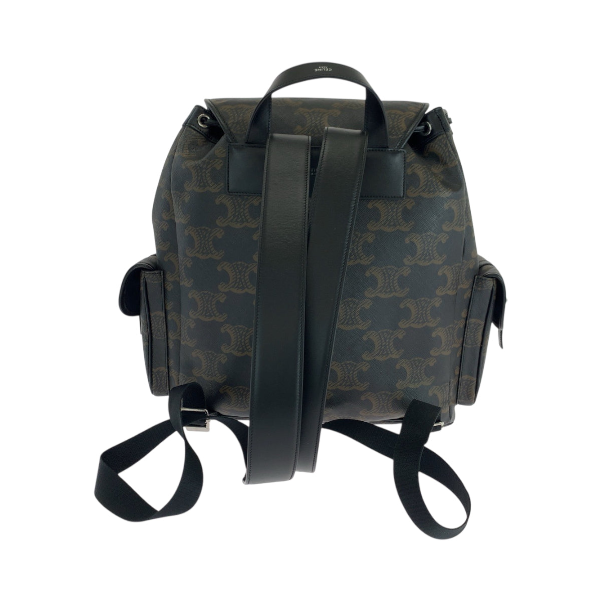 18755
CELINE セリーヌ トリオンフ ダークブラウン シルバー金具 PVC 111812EU3 38SI リュックサック バックパック  メンズ A280
