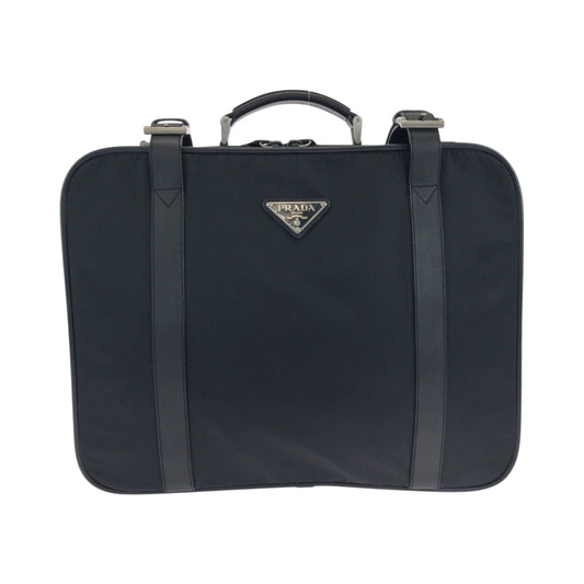 18495
PRADA プラダ テスート 三角ロゴプレート ブラック 黒 シルバー金具 ナイロン / レザー ビジネスバッグ トランクケース  メンズ ABP46