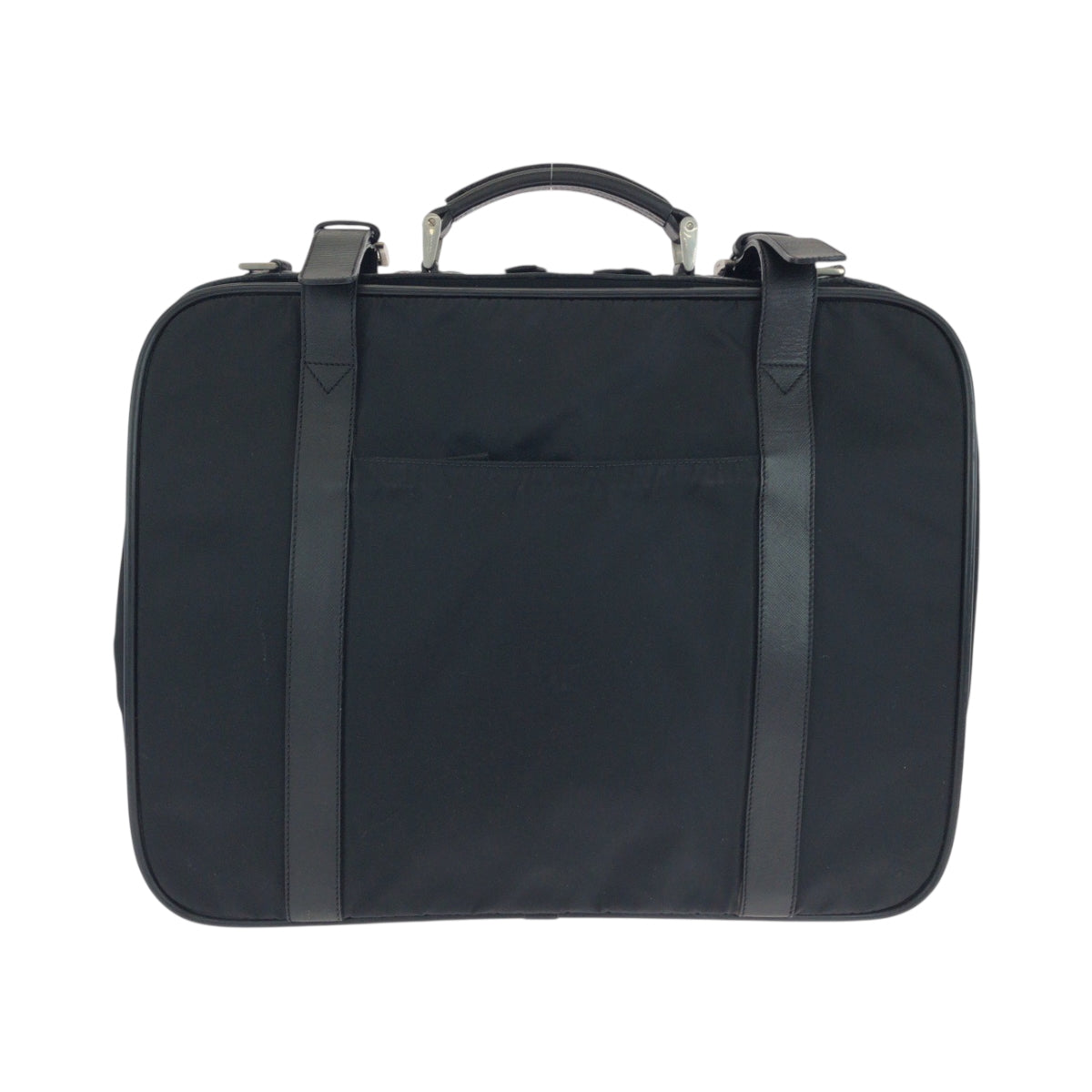 18495
PRADA プラダ テスート 三角ロゴプレート ブラック 黒 シルバー金具 ナイロン / レザー ビジネスバッグ トランクケース  メンズ ABP46