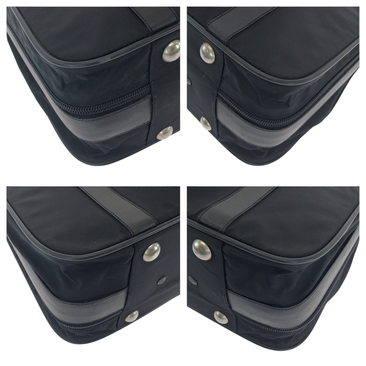 18495
PRADA プラダ テスート 三角ロゴプレート ブラック 黒 シルバー金具 ナイロン / レザー ビジネスバッグ トランクケース  メンズ ABP46