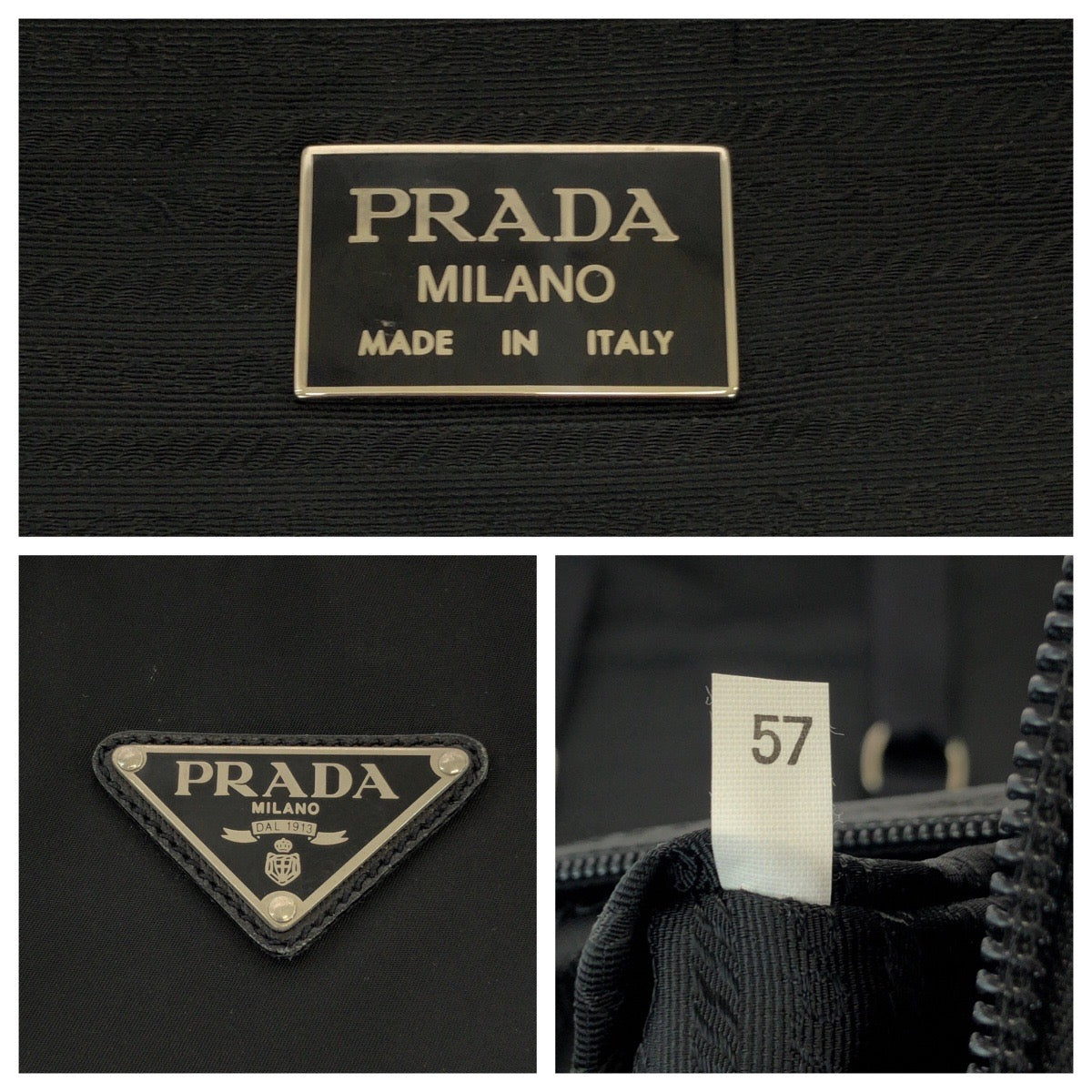 18495
PRADA プラダ テスート 三角ロゴプレート ブラック 黒 シルバー金具 ナイロン / レザー ビジネスバッグ トランクケース  メンズ ABP46