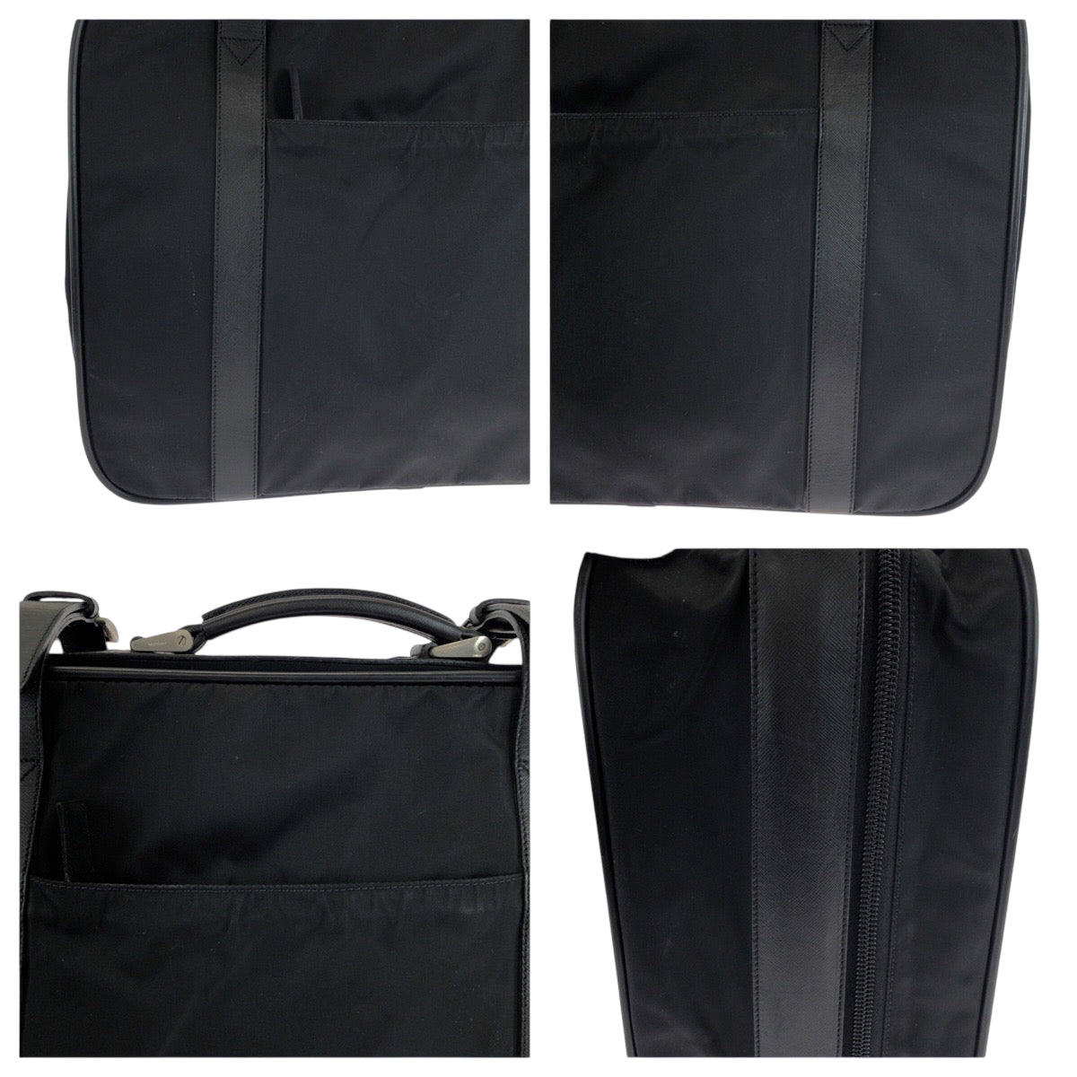 18495
PRADA プラダ テスート 三角ロゴプレート ブラック 黒 シルバー金具 ナイロン / レザー ビジネスバッグ トランクケース  メンズ ABP46