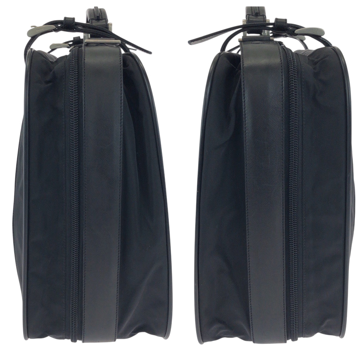 18495
PRADA プラダ テスート 三角ロゴプレート ブラック 黒 シルバー金具 ナイロン / レザー ビジネスバッグ トランクケース  メンズ ABP46