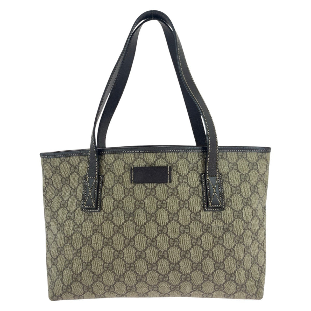 18759
GUCCI Brown Silver Hardware GG Supreme Canvas / Leather 211138 Tote Bag Handbag Ladies AB32