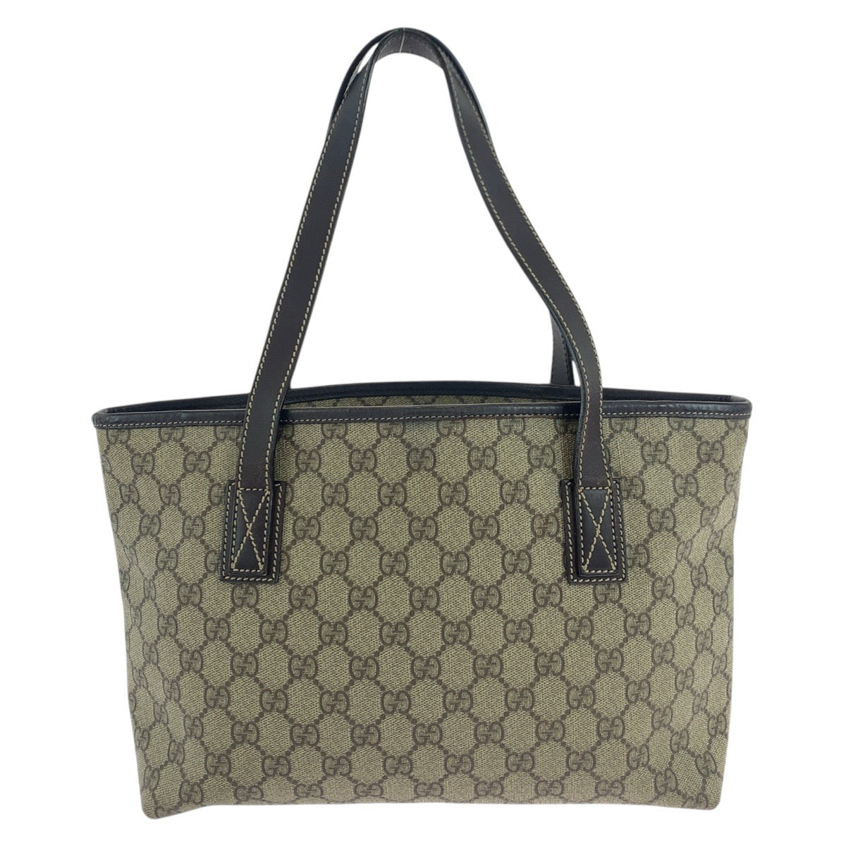 18759
GUCCI Brown Silver Hardware GG Supreme Canvas / Leather 211138 Tote Bag Handbag Ladies AB32