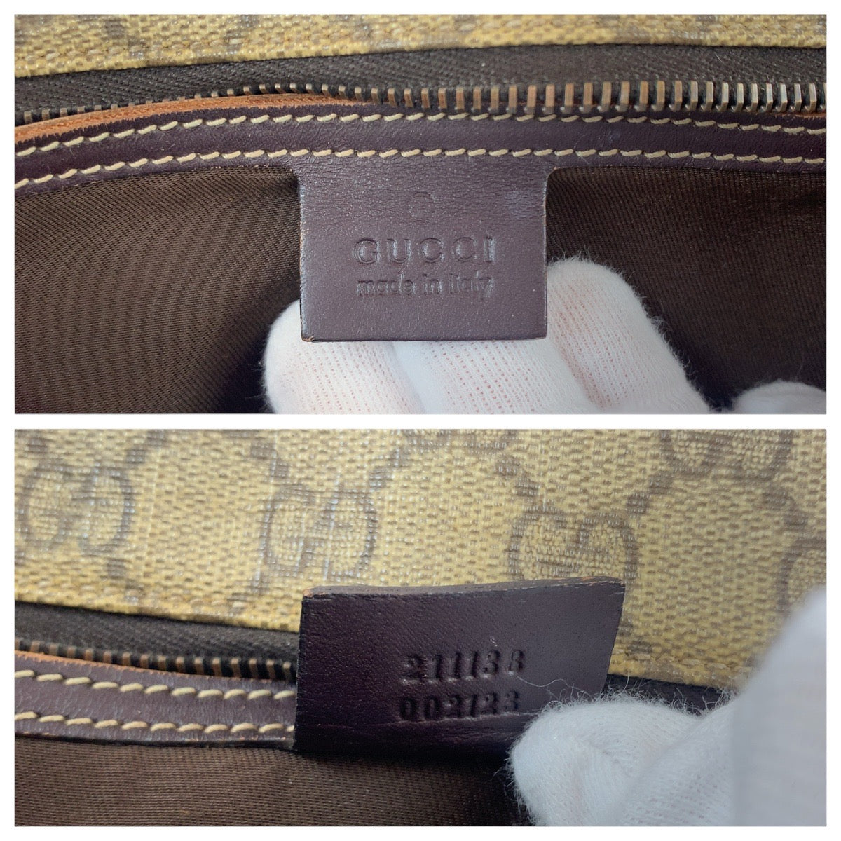 18759
GUCCI Brown Silver Hardware GG Supreme Canvas / Leather 211138 Tote Bag Handbag Ladies AB32