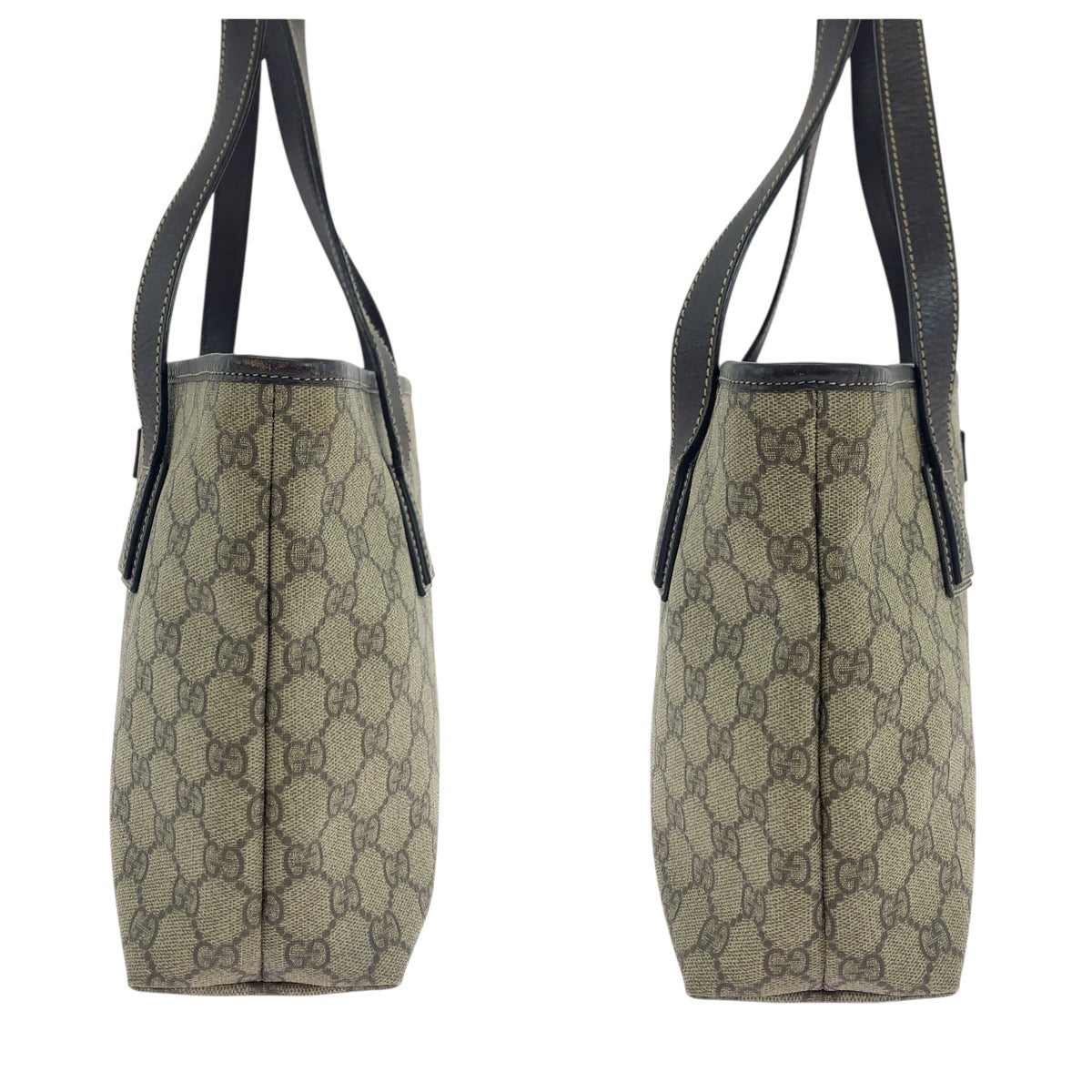 18759
GUCCI Brown Silver Hardware GG Supreme Canvas / Leather 211138 Tote Bag Handbag Ladies AB32