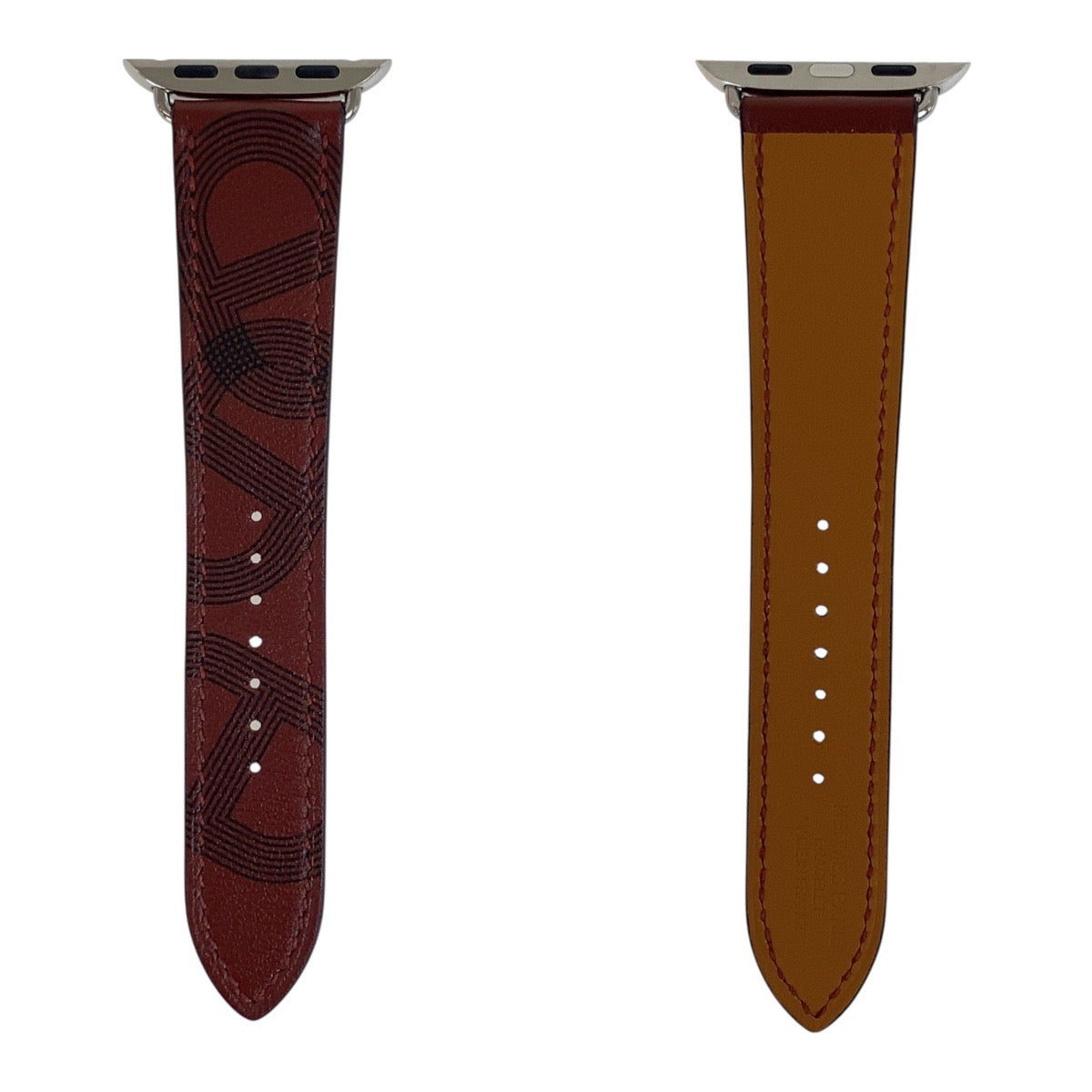 18760
HERMES エルメス サーキットH シンプルトゥール ワインレッド シルバー金具 レザー アップルウォッチバンド 38mm Z刻印  レディース A28