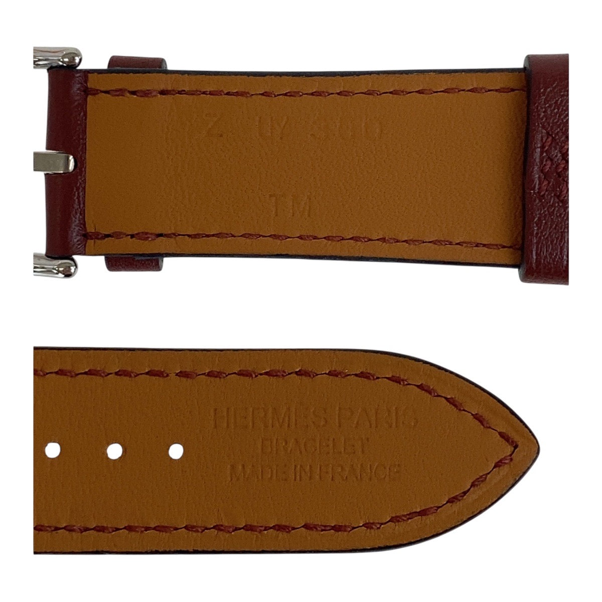 18760
HERMES エルメス サーキットH シンプルトゥール ワインレッド シルバー金具 レザー アップルウォッチバンド 38mm Z刻印  レディース A28