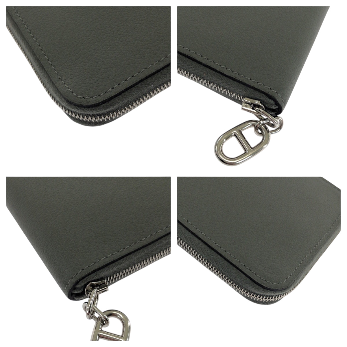 18762
HERMES エルメス ホース ジップアンゴーⅡ 男女兼用 グレージュ シルバー金具 エバーカラー 折財布 コンパクトウォレット DB刻印  レディース A200