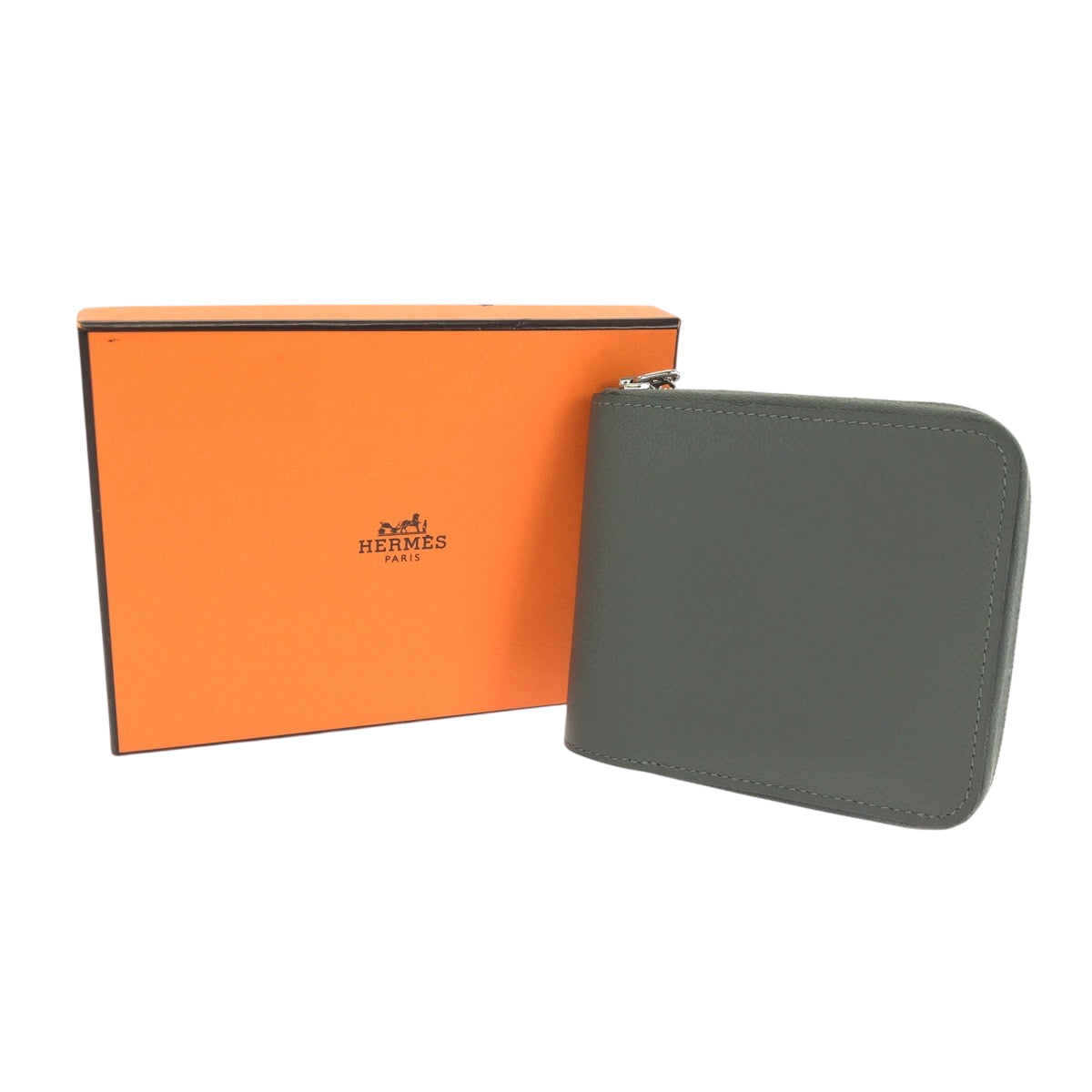 18762
HERMES エルメス ホース ジップアンゴーⅡ 男女兼用 グレージュ シルバー金具 エバーカラー 折財布 コンパクトウォレット DB刻印  レディース A200