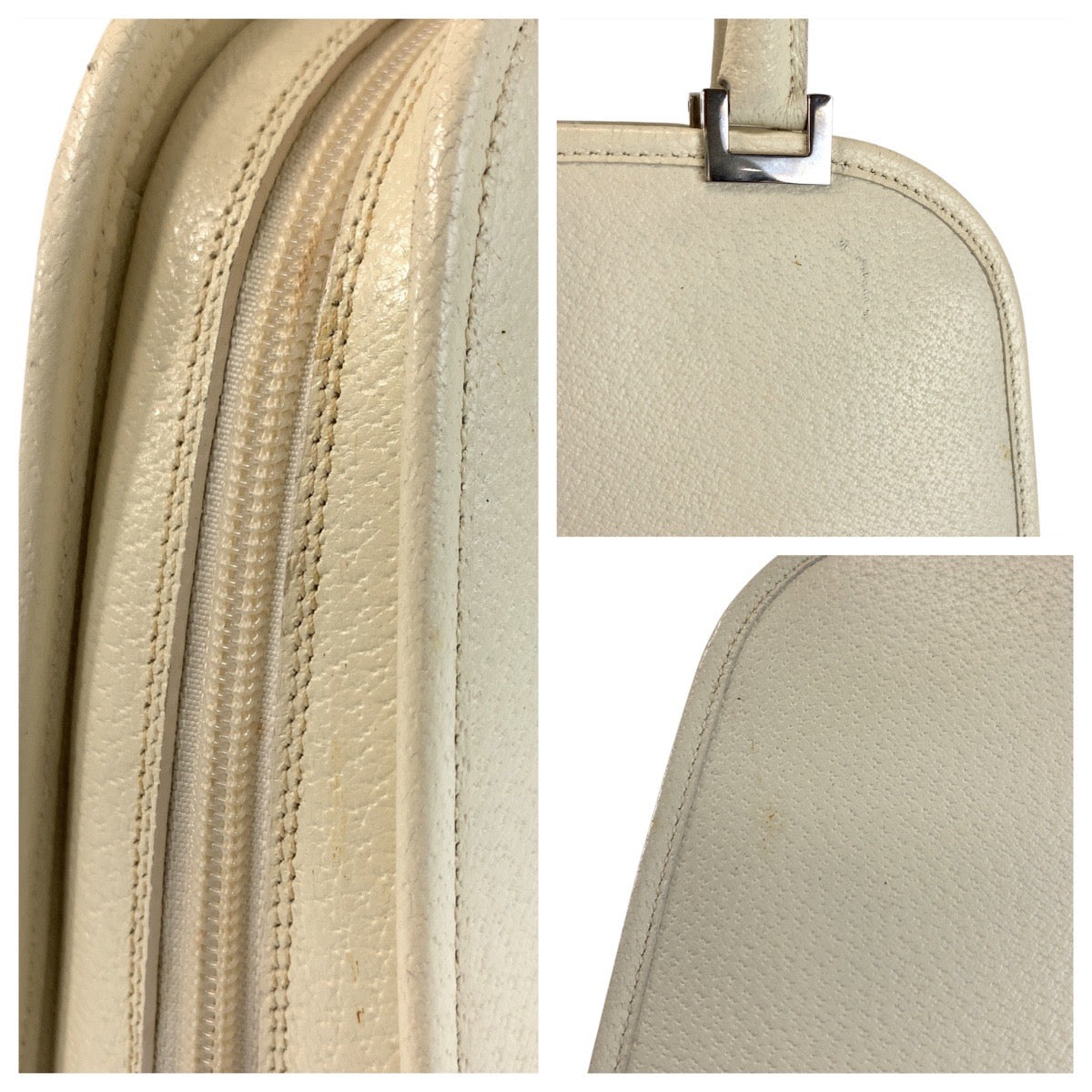 18763
GUCCI グッチ ジャッキー ホワイト シルバー金具 レザー 002 1071 ハンドバッグ レディース AB42