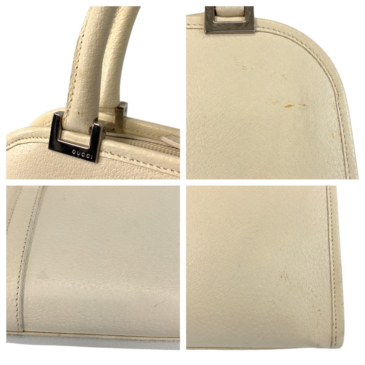 18763
GUCCI グッチ ジャッキー ホワイト シルバー金具 レザー 002 1071 ハンドバッグ レディース AB42