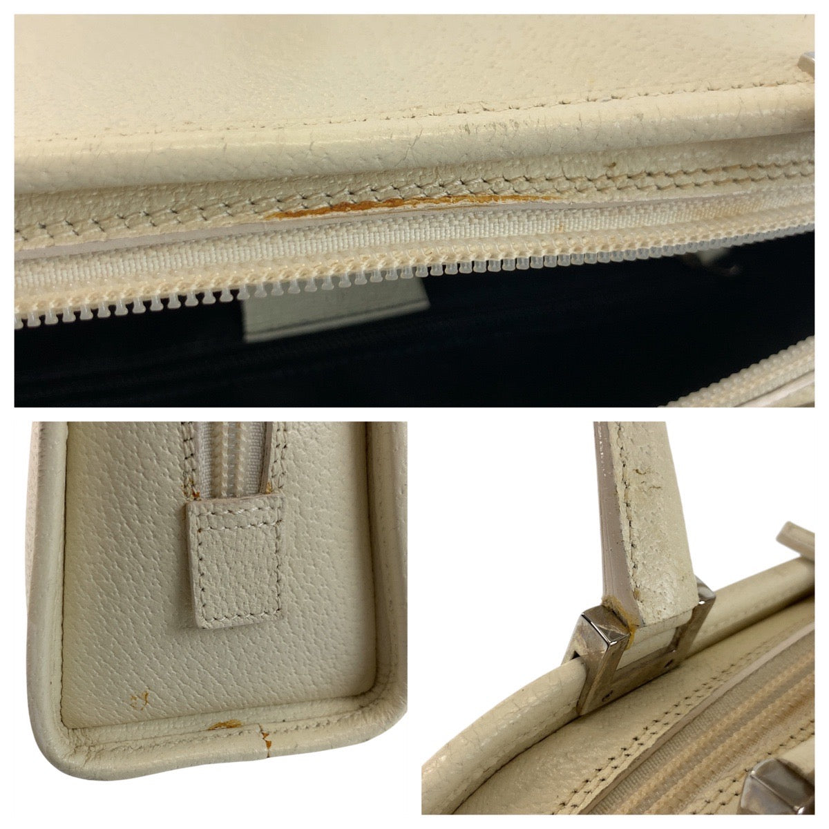 18763
GUCCI グッチ ジャッキー ホワイト シルバー金具 レザー 002 1071 ハンドバッグ レディース AB42