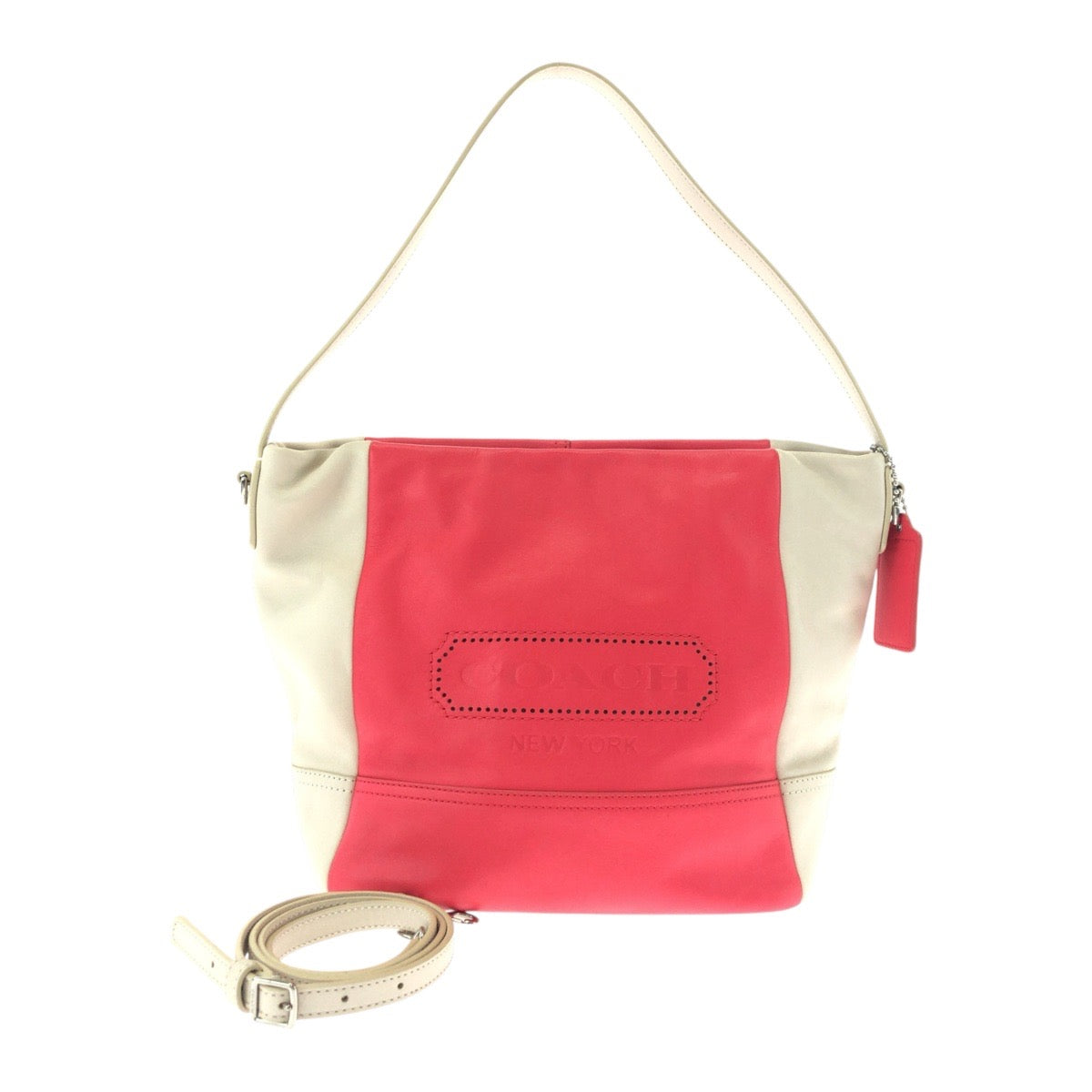 18764
COACH コーチ ピンク アイボリー シルバー金具 レザー L1280-23711 ショルダーバッグ 2way  レディース ABP12