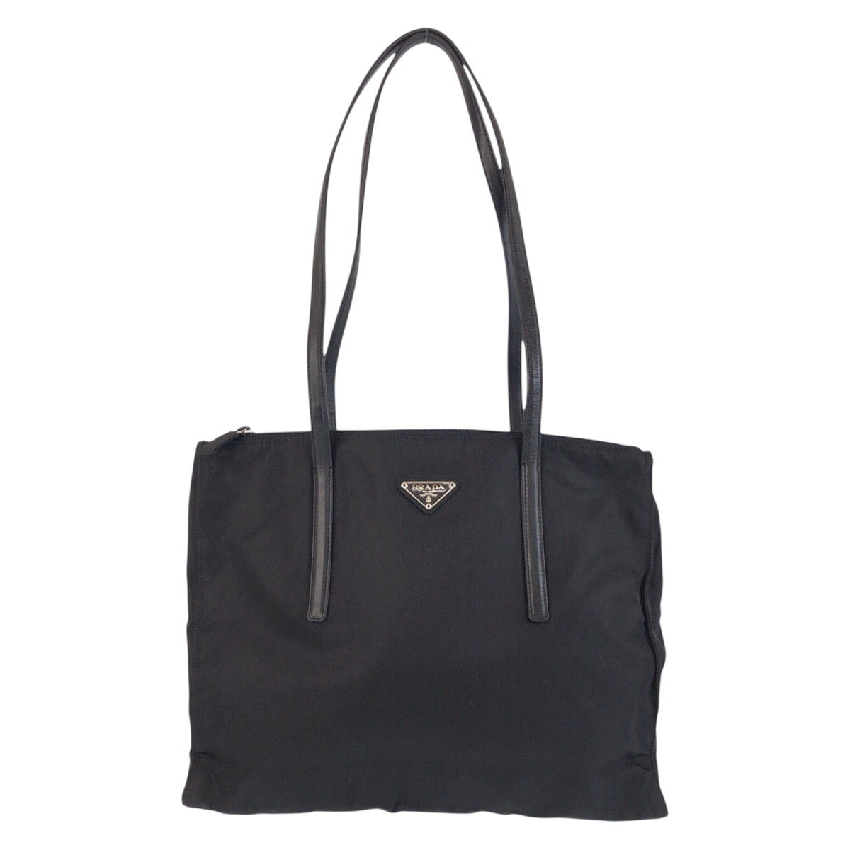 18765
PRADA Tessuto Triangle Logo Plate Black Silver Hardware Nylon Shoulder Bag Tote Bag Women's AB32