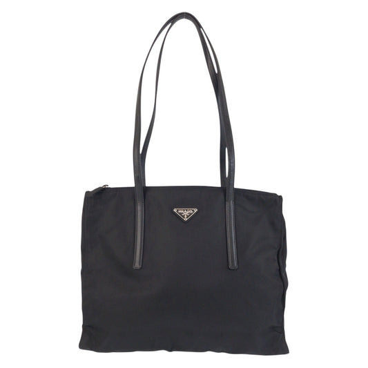 18765
PRADA プラダ テスート 三角ロゴプレート ブラック 黒 シルバー金具 ナイロン ショルダーバッグ トートバッグ  レディース AB32