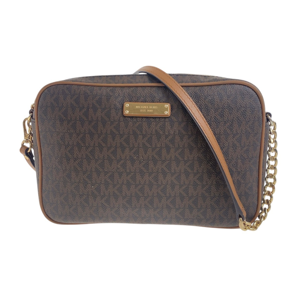 18767
Michael Kors Brown Gold Hardware PVC 32S7GJSC7B Crossbody Shoulder Bag Ladies AB8
