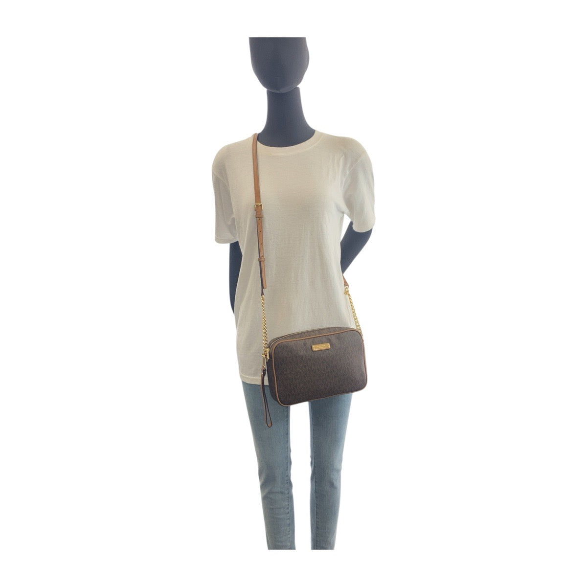 18767
Michael Kors Brown Gold Hardware PVC 32S7GJSC7B Crossbody Shoulder Bag Ladies AB8