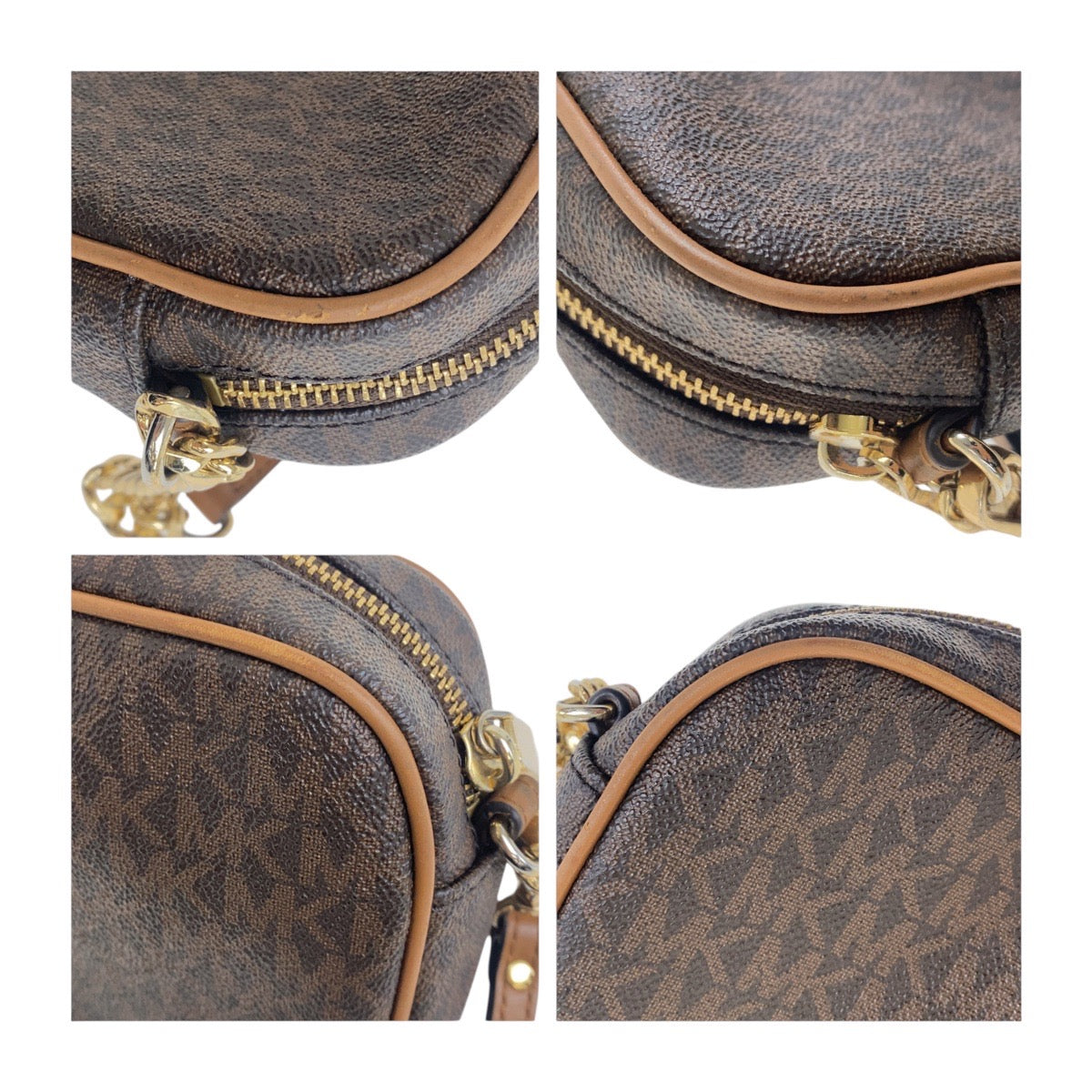 18767
Michael Kors Brown Gold Hardware PVC 32S7GJSC7B Crossbody Shoulder Bag Ladies AB8