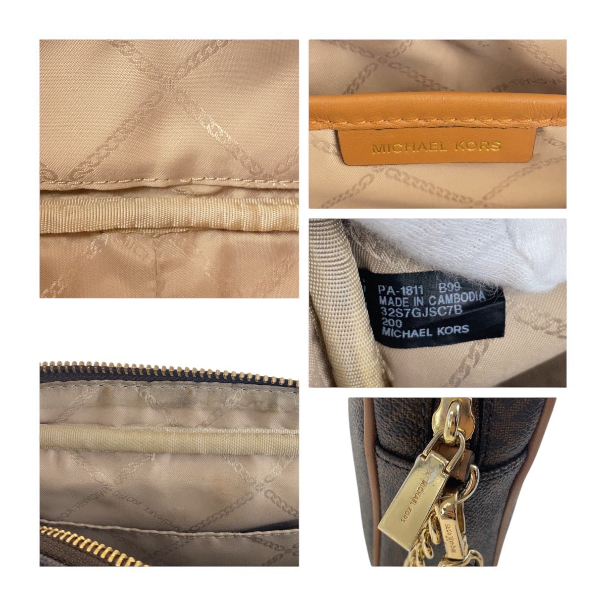 18767
Michael Kors Brown Gold Hardware PVC 32S7GJSC7B Crossbody Shoulder Bag Ladies AB8