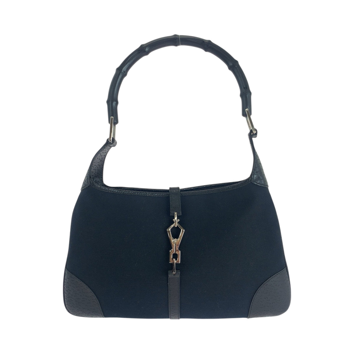 18769
GUCCI グッチ バンブー ブラック 黒 シルバー金具 GGキャンバス 001 4060 ショルダーバッグ 肩掛け  レディース A30