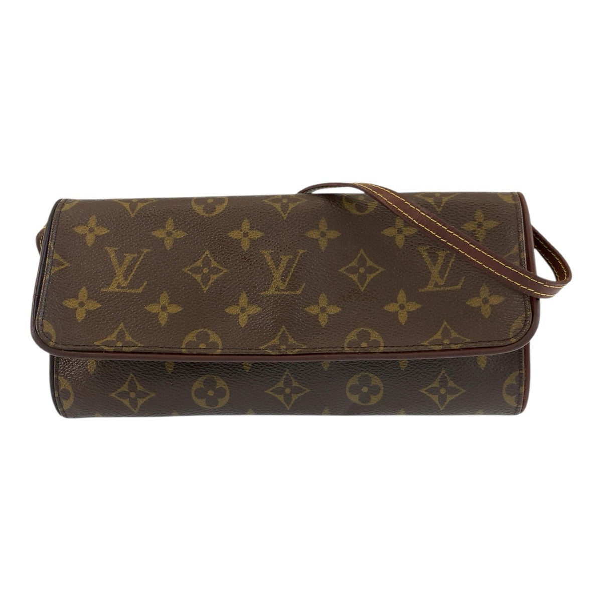 18773
LOUIS VUITTON ルイヴィトン モノグラム ポシェットツインGM ブラウン ゴールド金具 PVC M51852 ショルダーバッグ ポシェット  レディース