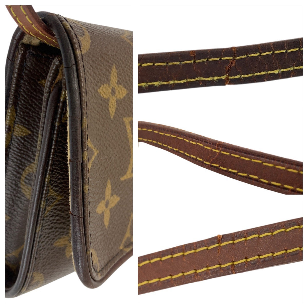 18773
LOUIS VUITTON ルイヴィトン モノグラム ポシェットツインGM ブラウン ゴールド金具 PVC M51852 ショルダーバッグ ポシェット  レディース
