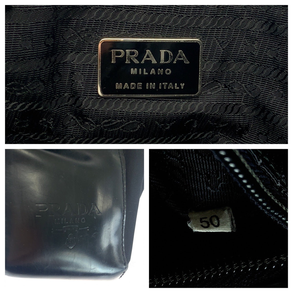 18776
PRADA プラダ テスート ロゴ ブラック 黒 シルバー金具 ナイロン / パテントレザー トートバッグ ショルダーバッグ  レディース ABP18