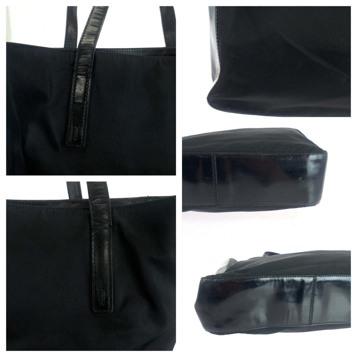 18776
PRADA プラダ テスート ロゴ ブラック 黒 シルバー金具 ナイロン / パテントレザー トートバッグ ショルダーバッグ  レディース ABP18