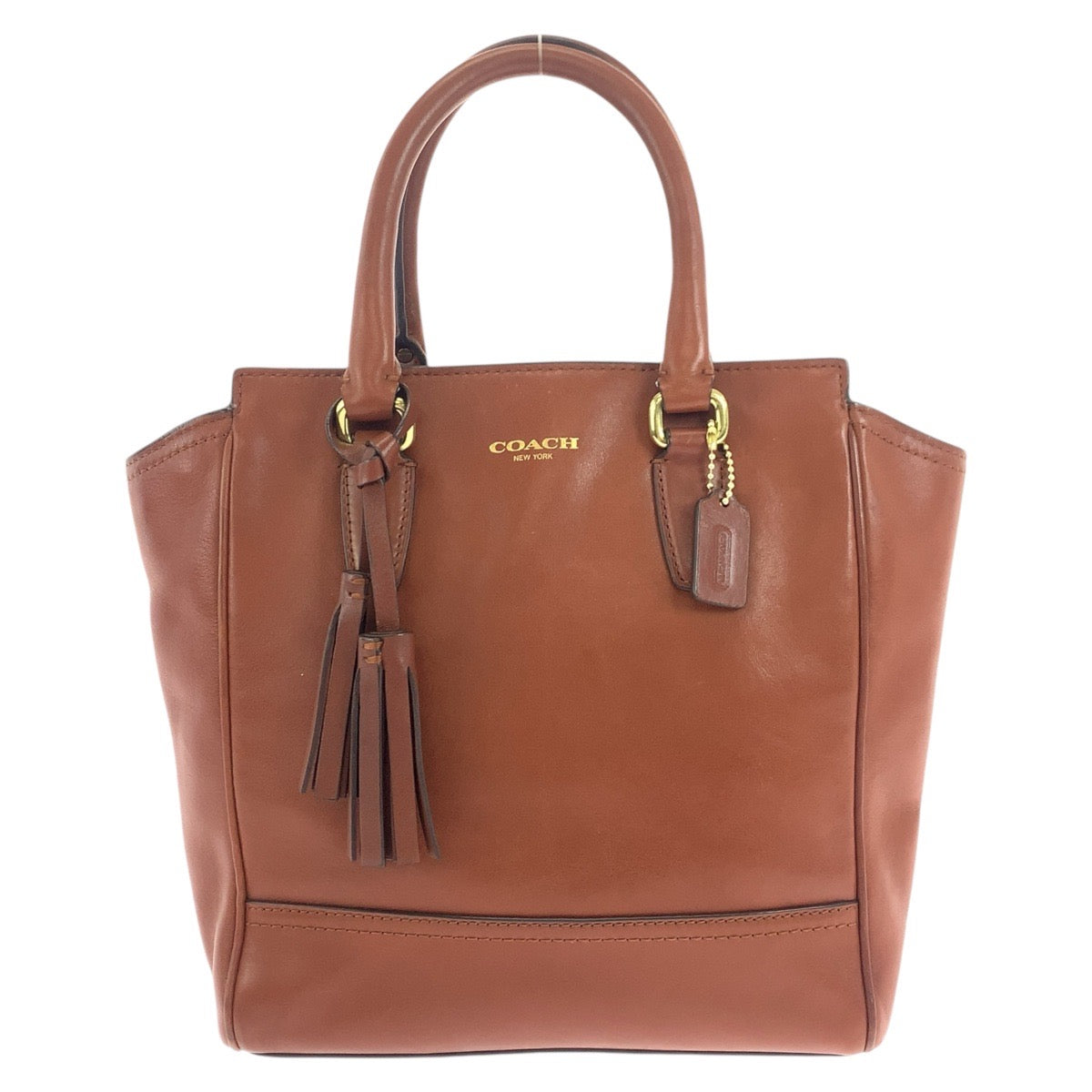 18777
COACH コーチ タッセル ブラウン ゴールド金具 レザー トートバッグ ハンドバッグ  レディース AB6