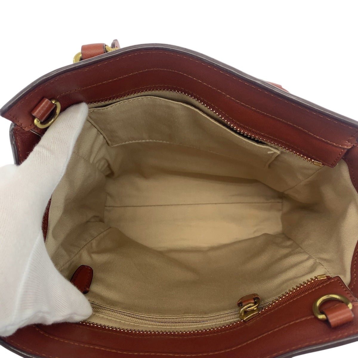 18777
COACH コーチ タッセル ブラウン ゴールド金具 レザー トートバッグ ハンドバッグ  レディース AB6