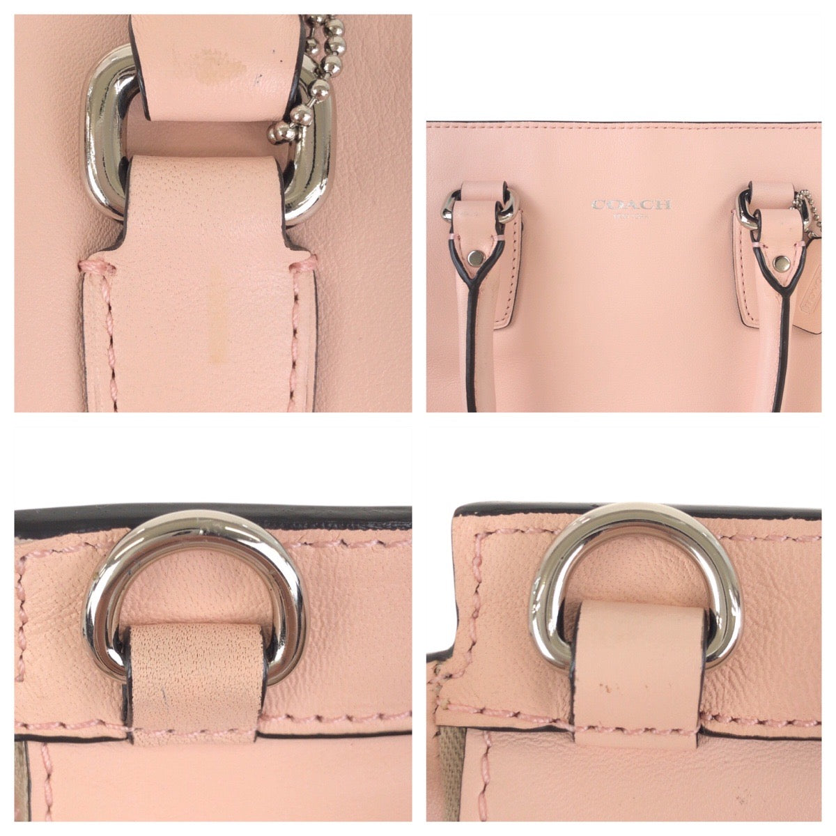 18778
COACH Legacy Mini Tanner Pink Silver Hardware Leather Tote Bag Handbag Women's AB10