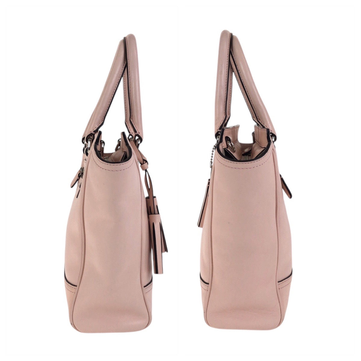18778
COACH Legacy Mini Tanner Pink Silver Hardware Leather Tote Bag Handbag Women's AB10