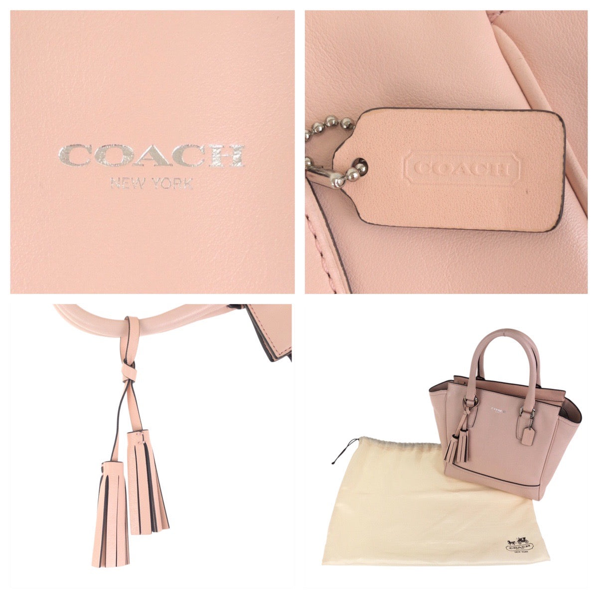 18778
COACH Legacy Mini Tanner Pink Silver Hardware Leather Tote Bag Handbag Women's AB10