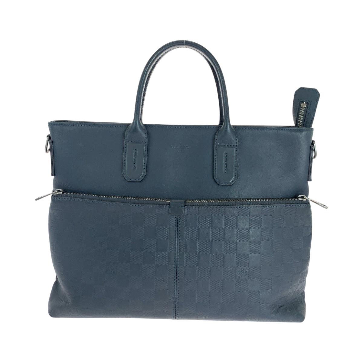 18779
LOUIS VUITTON ルイヴィトン ダミエ アンフィニ 7DW コスモス ブルー シルバー金具 レザー N41567 ビジネスバッグ ハンドバッグ  メンズ AB42