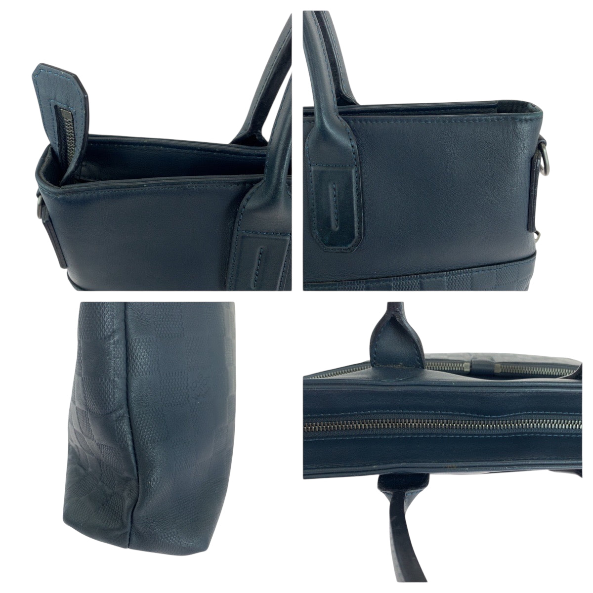 18779
LOUIS VUITTON ルイヴィトン ダミエ アンフィニ 7DW コスモス ブルー シルバー金具 レザー N41567 ビジネスバッグ ハンドバッグ  メンズ AB42