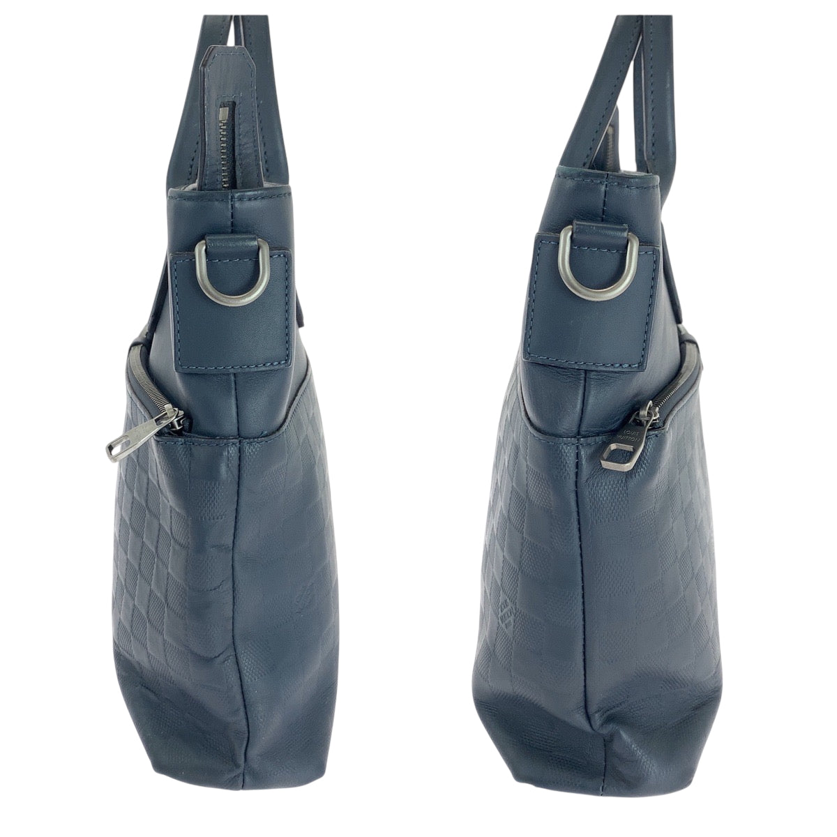 18779
LOUIS VUITTON ルイヴィトン ダミエ アンフィニ 7DW コスモス ブルー シルバー金具 レザー N41567 ビジネスバッグ ハンドバッグ  メンズ AB42