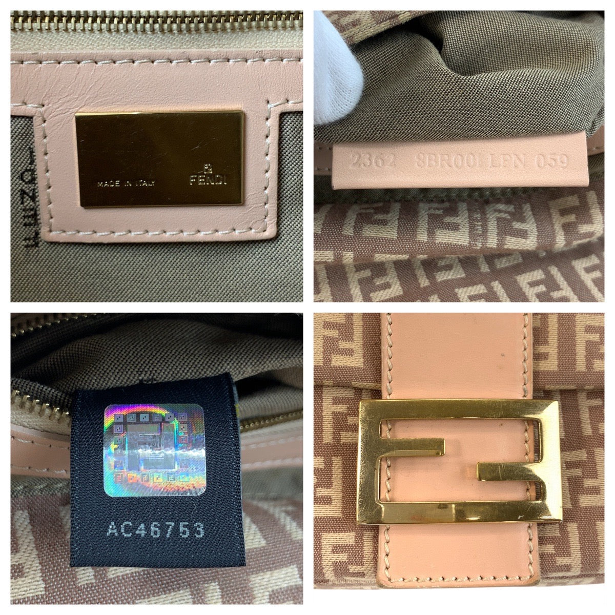 18783
FENDI フェンディ ズッキーノ マンマバケット ピンクベージュ ゴールド金具 キャンバス / レザー 8BR001LPN059 ショルダーバッグ  レディース ABP80